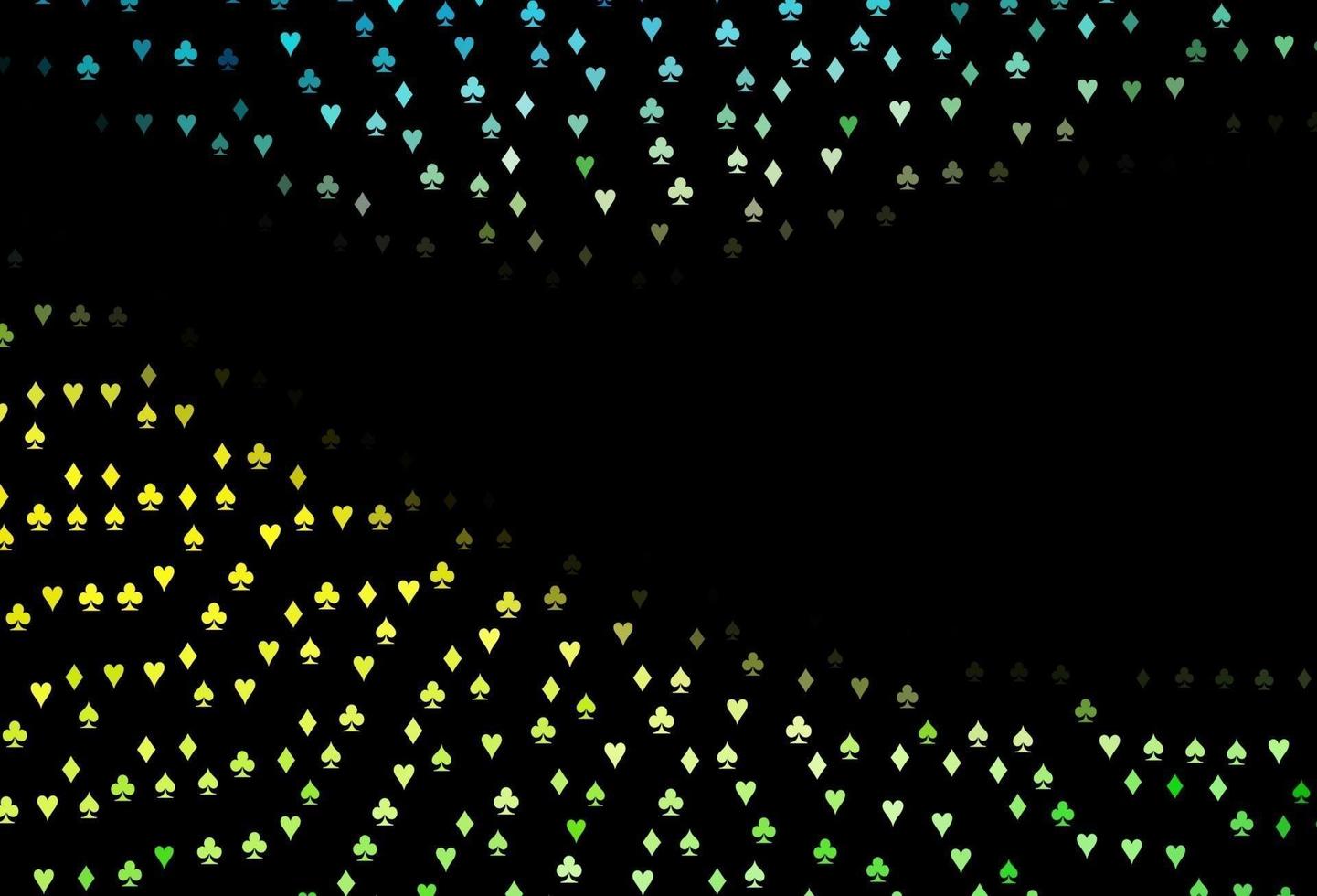 Fondo de vector verde oscuro, amarillo con signos de tarjetas.