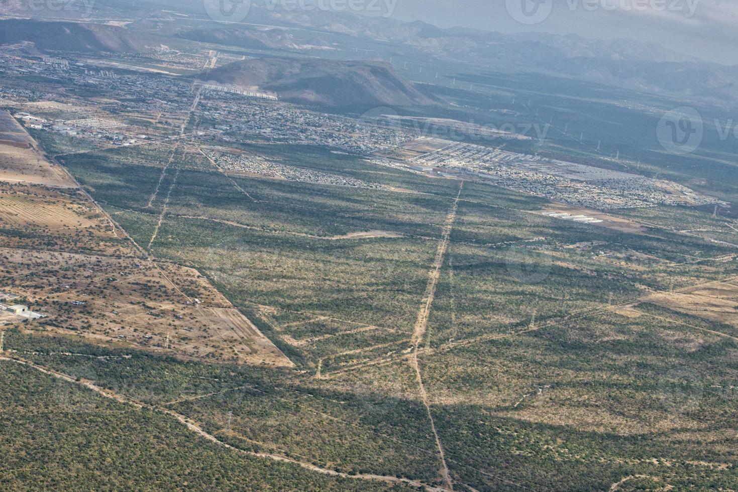 mexico city aerial view landscape from airplane photo