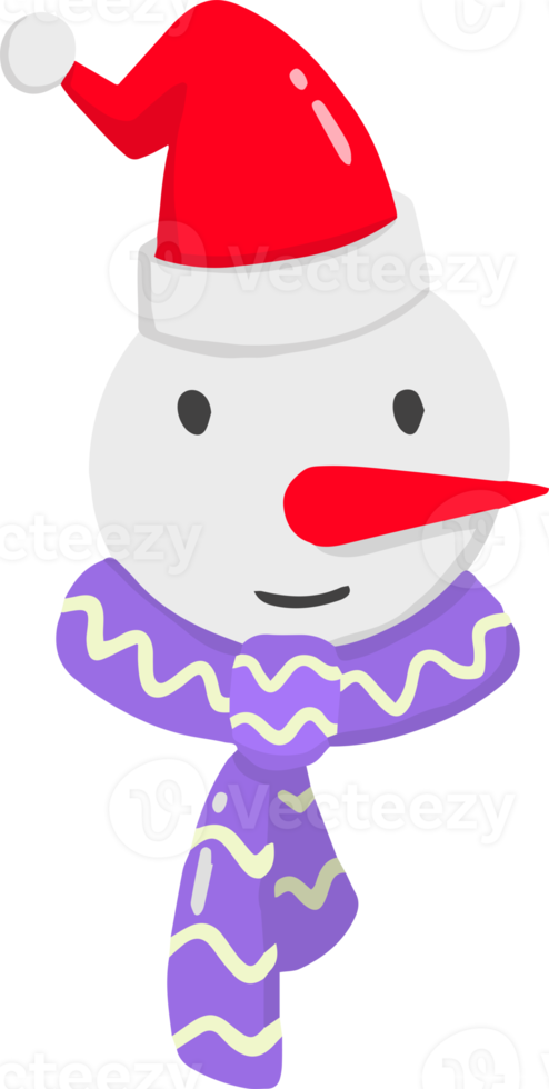 Hand Drawn cute happy snowman face illustration png