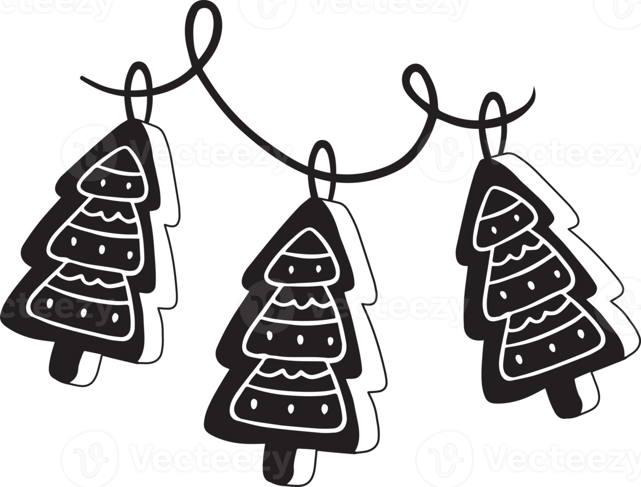 ilustração de biscoitos de natal em forma de árvore desenhada de mão png