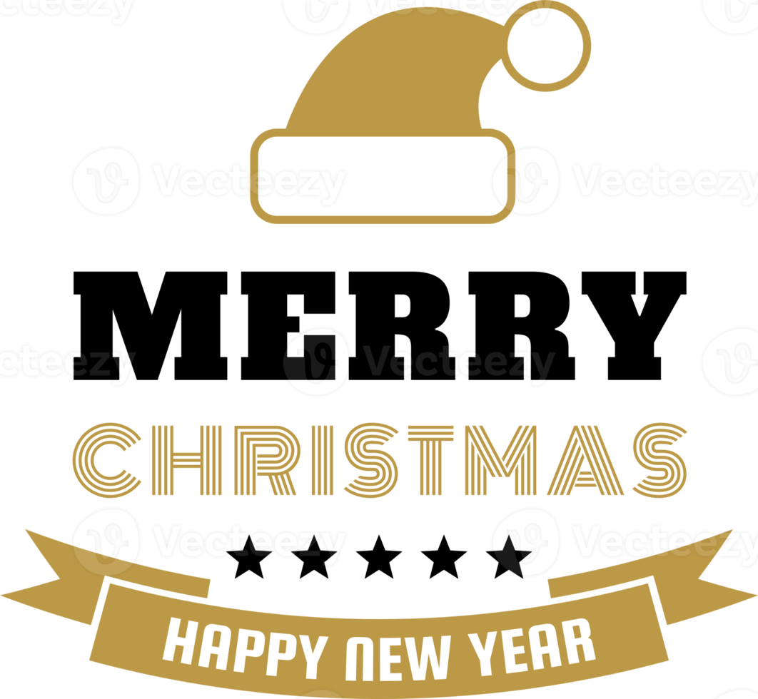 Merry Christmas and happy new year lettering and quote illustration png