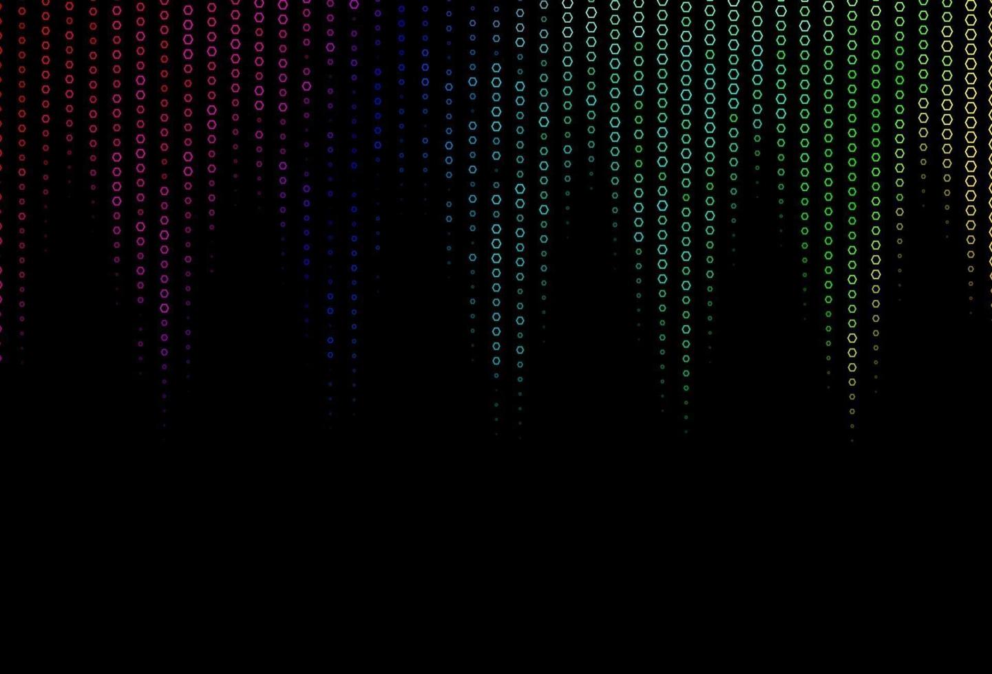 Dark Multicolor, Rainbow vector background with hexagons.