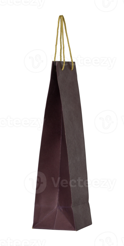 red paper bag for wine bottles isolated with clipping path for mockup png