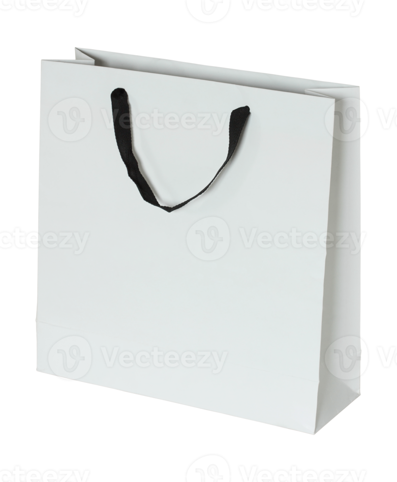 bolsa de papel blanco aislada con trazado de recorte para maqueta png