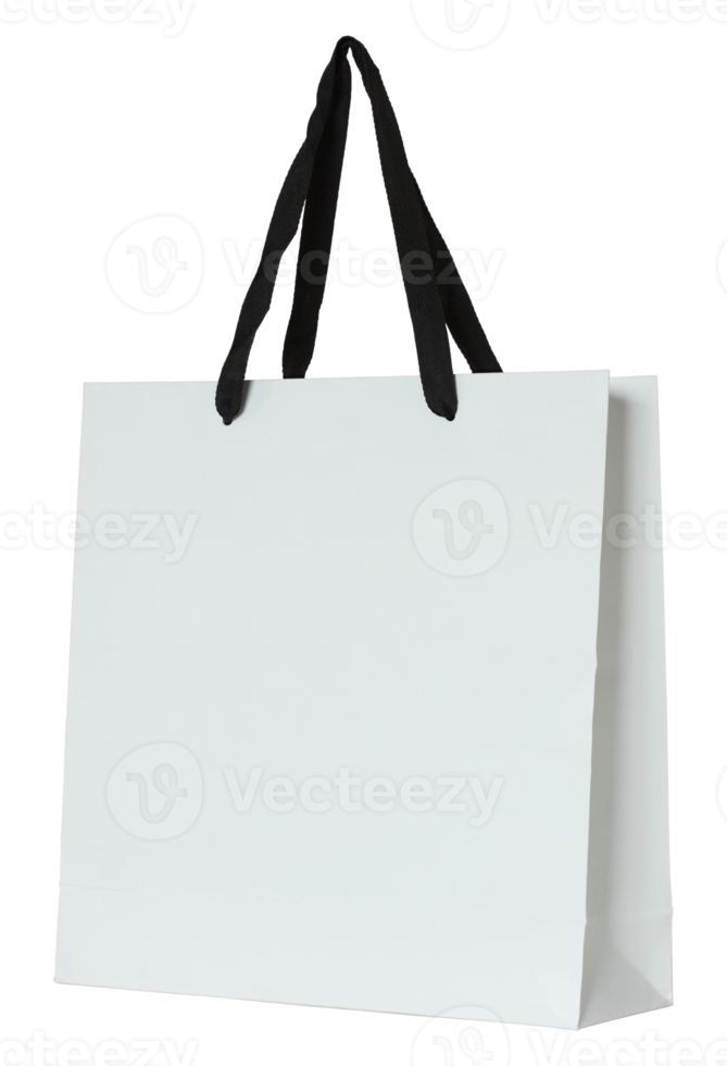 white paper bag isolated with clipping path for mockup png