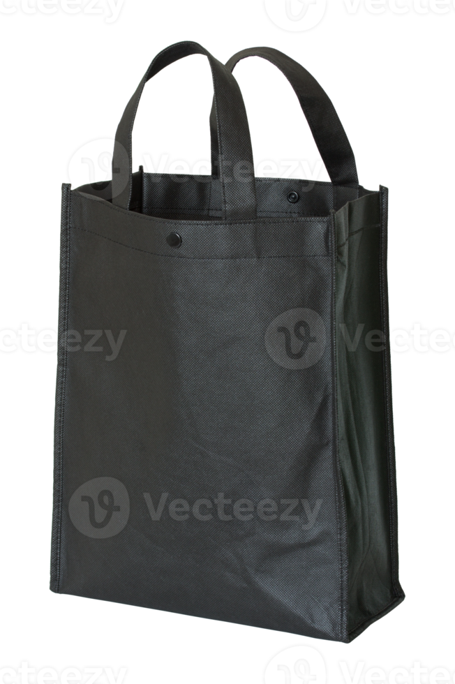 black reusable shopping bag isolated with clipping path for mockup png