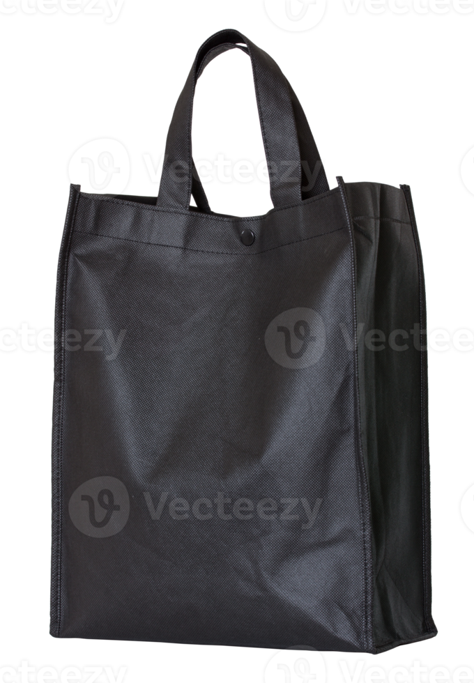 black reusable shopping bag isolated with clipping path for mockup png