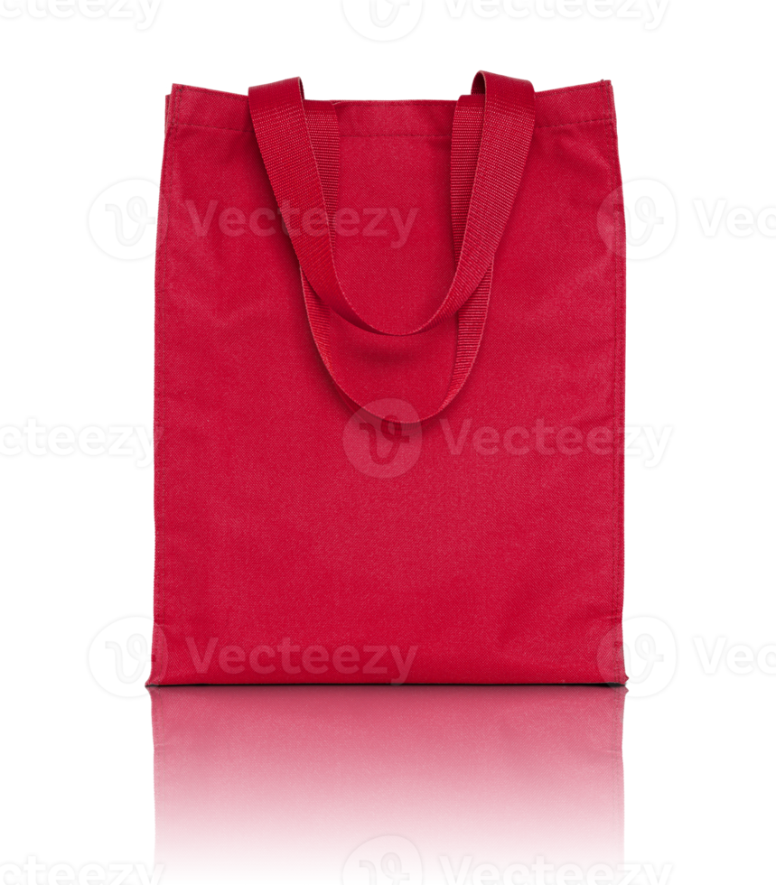 red shopping fabric bag isolated with reflect floor for mockup png