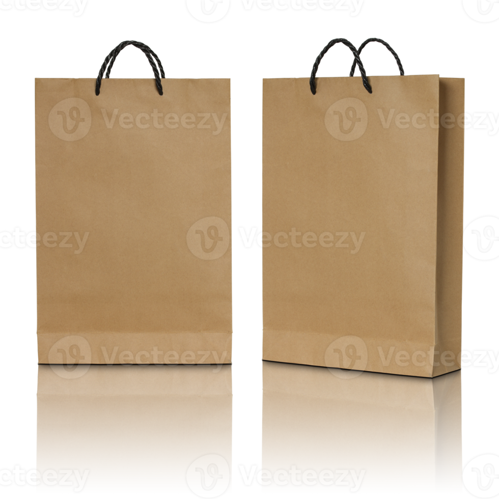 brown paper bag isolated with reflect floor for mockup png
