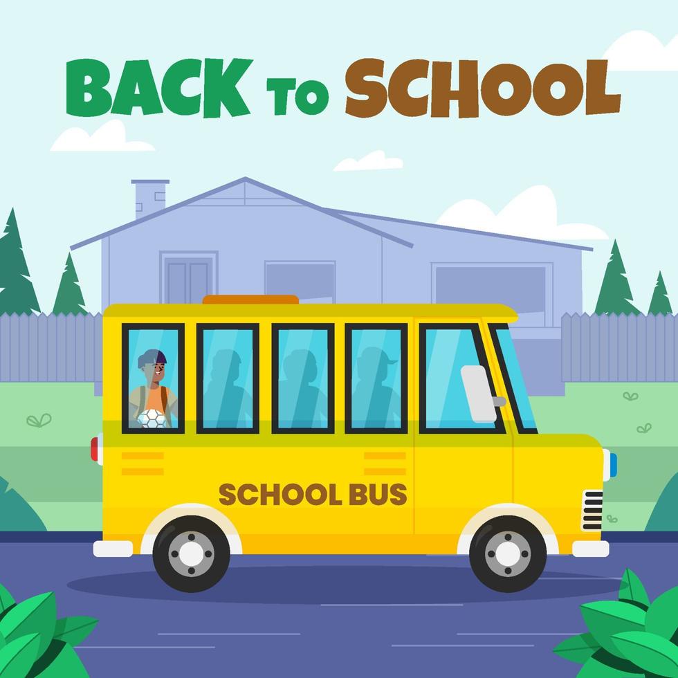 Boy On A Bus School Concept vector