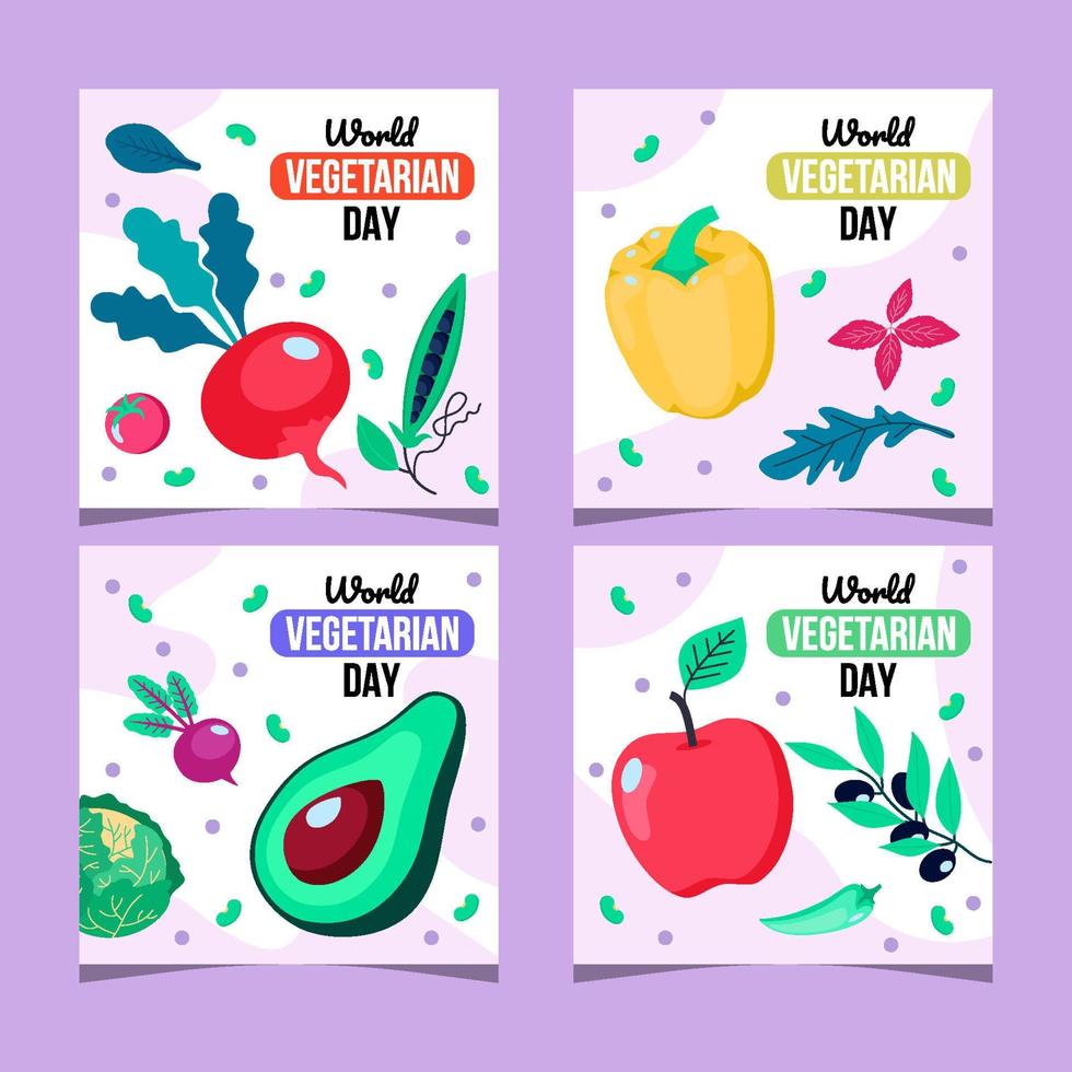 World Vegetarian Day Social Media Templates Concept vector