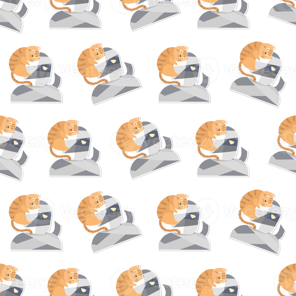 cat cartoon in Halloween seamless pattern png