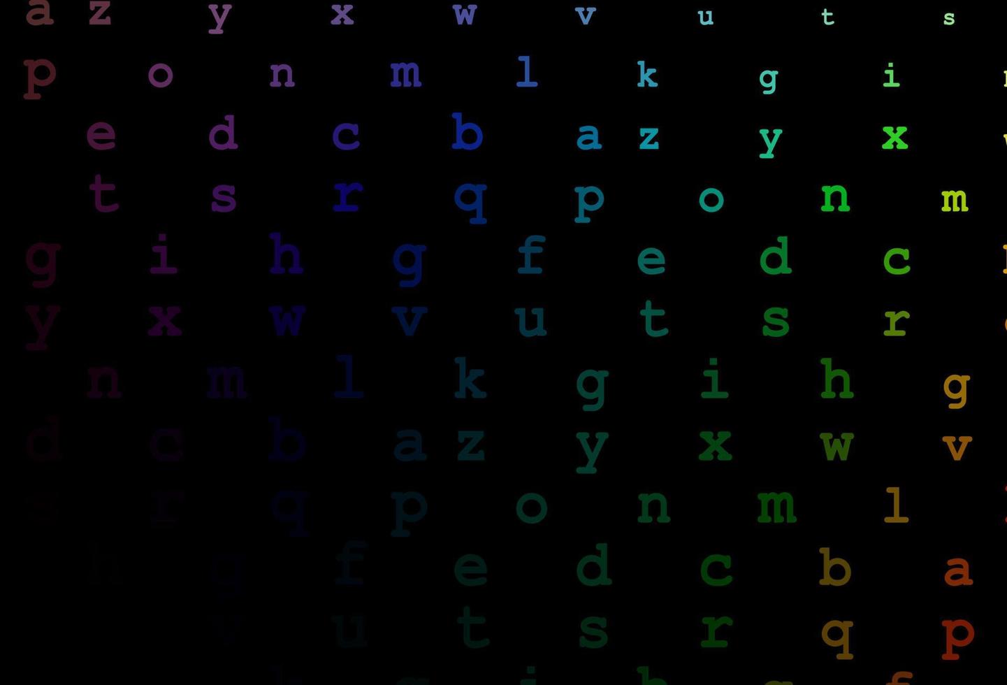 Dark multicolor, rainbow vector pattern with ABC symbols.