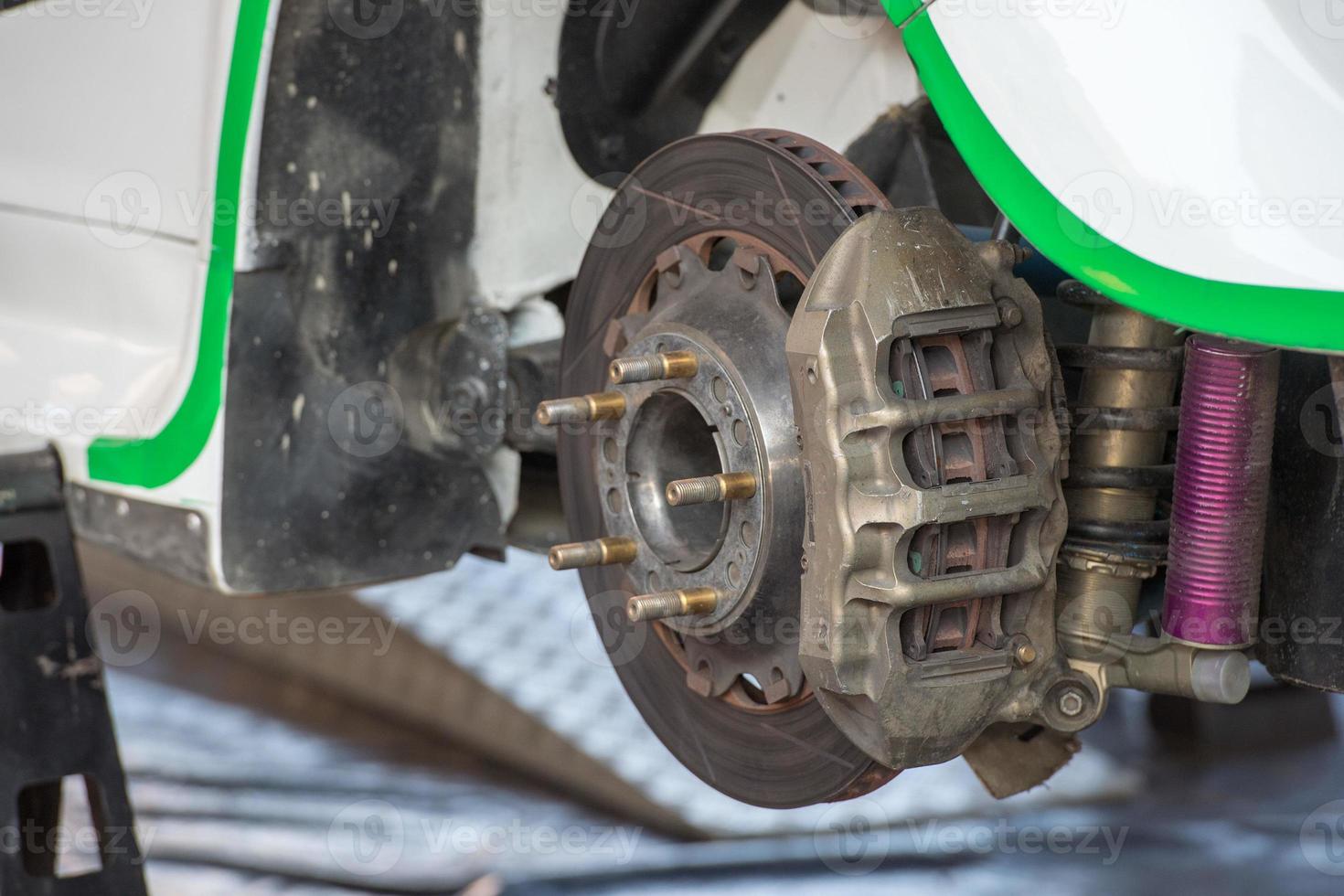 rally car brake system detail photo