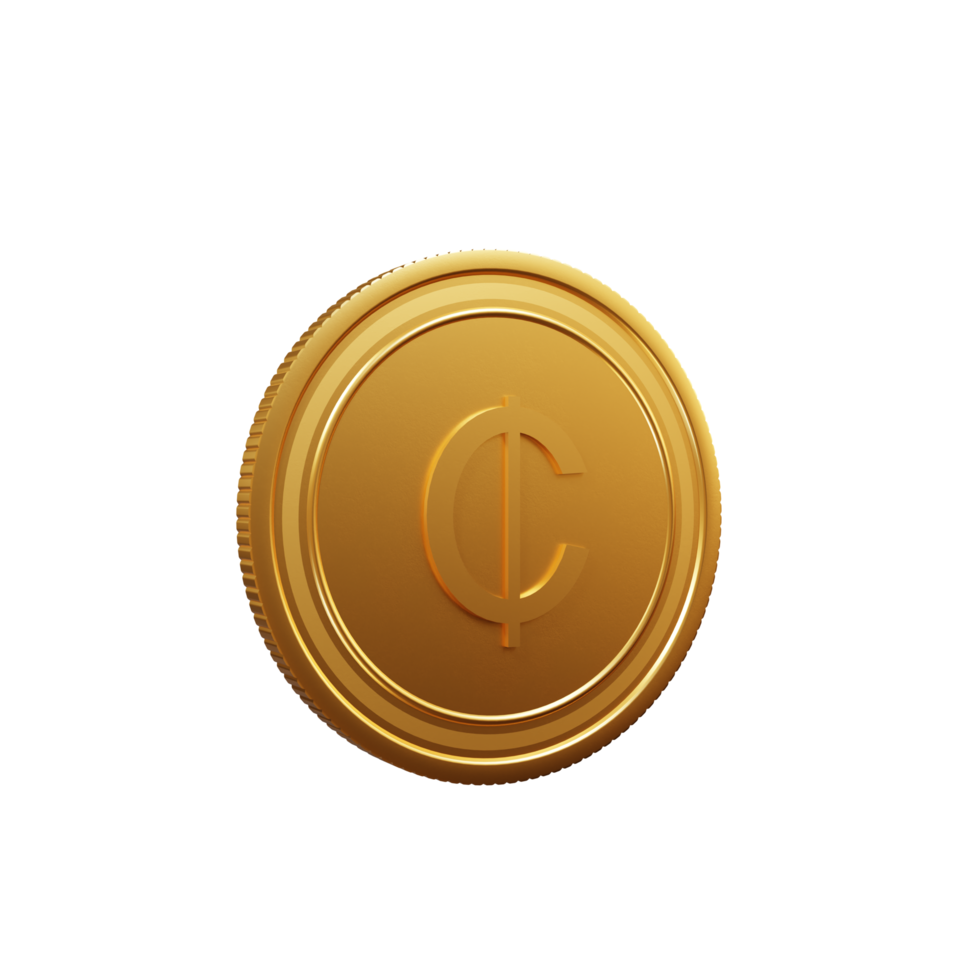 símbolo de moeda cedi ganês ilustração 3d png