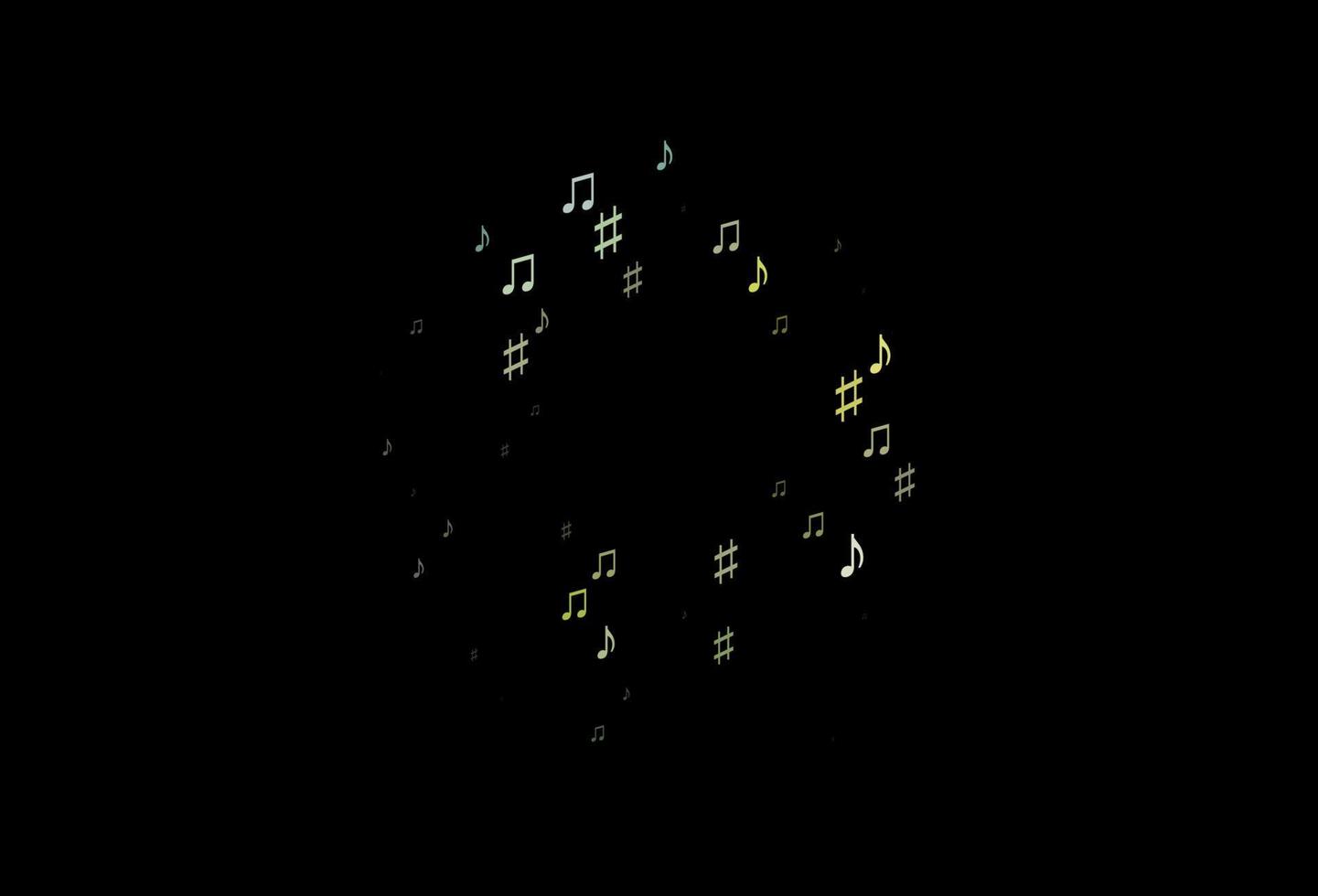 Dark Blue, Yellow vector template with musical symbols.