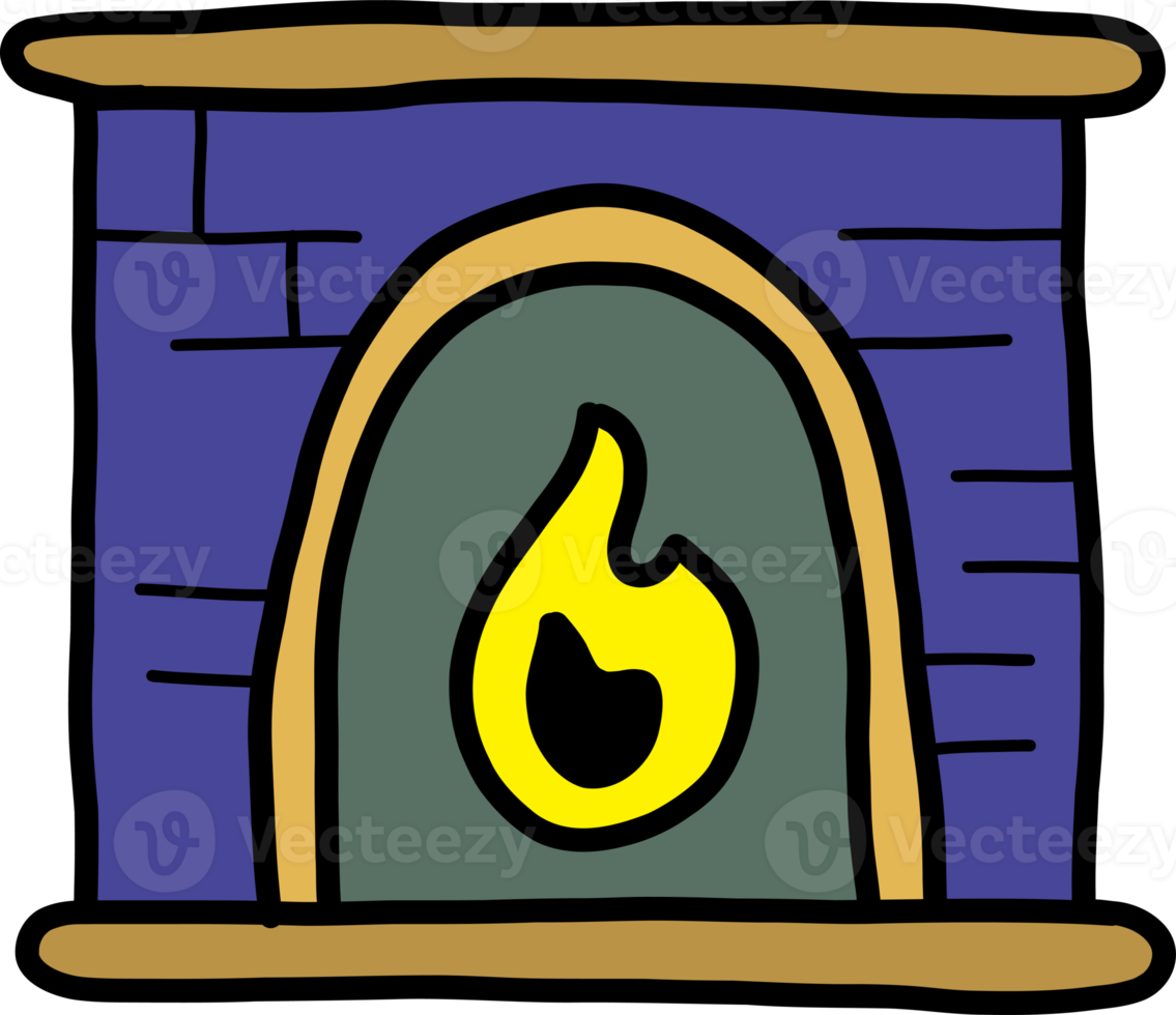 Hand Drawn christmas fireplace illustration png