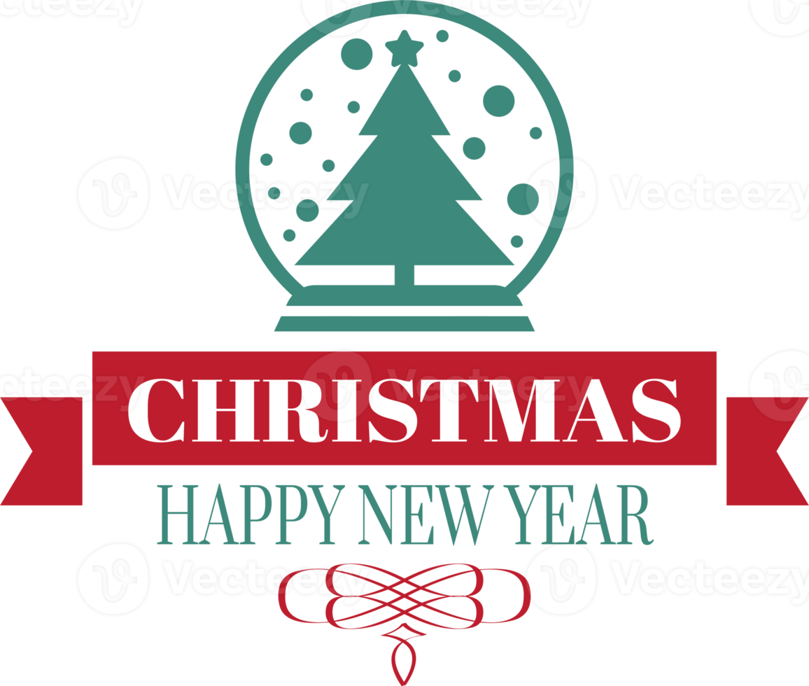 Merry Christmas and happy new year lettering and quote illustration png
