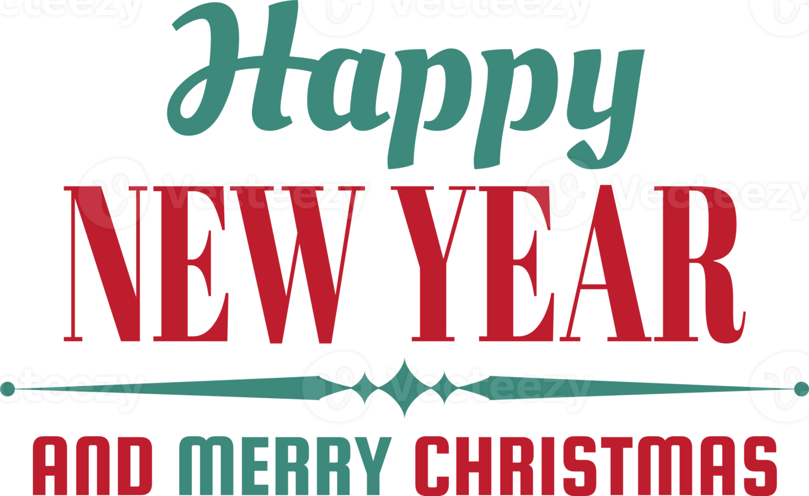 Merry Christmas and happy new year lettering and quote illustration png