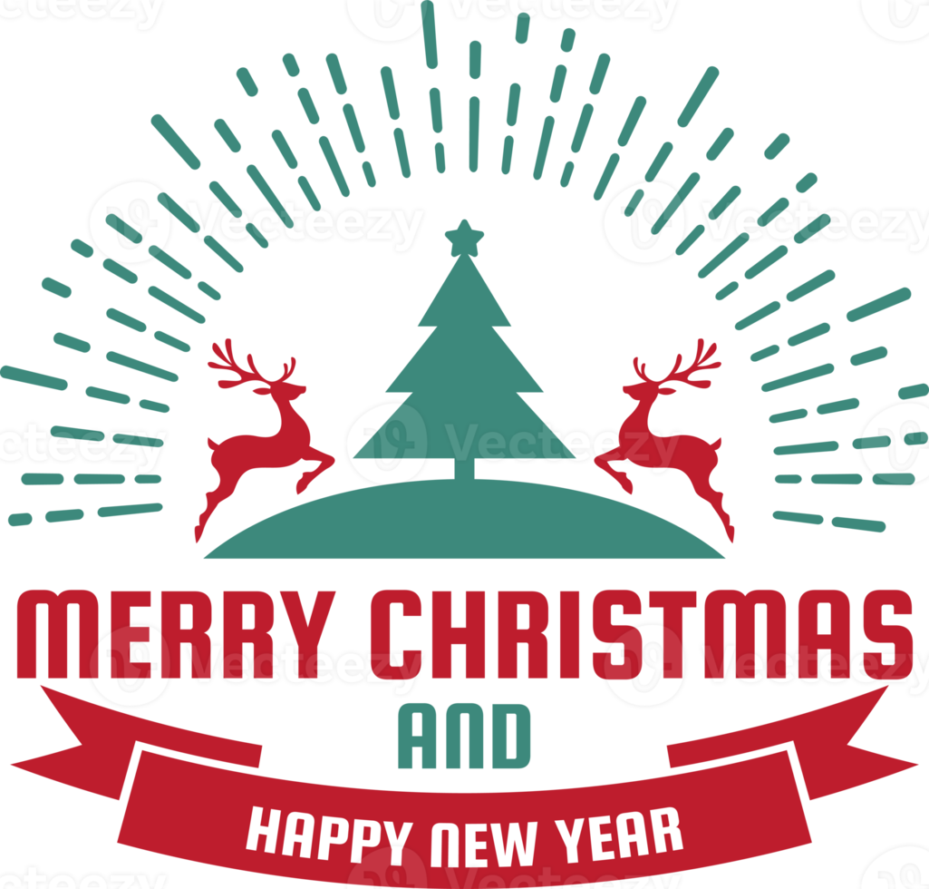 Merry Christmas and happy new year lettering and quote illustration png