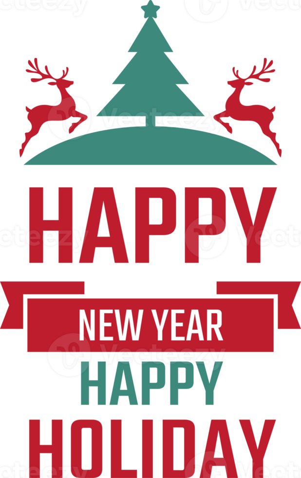 Merry Christmas and happy new year lettering and quote illustration png