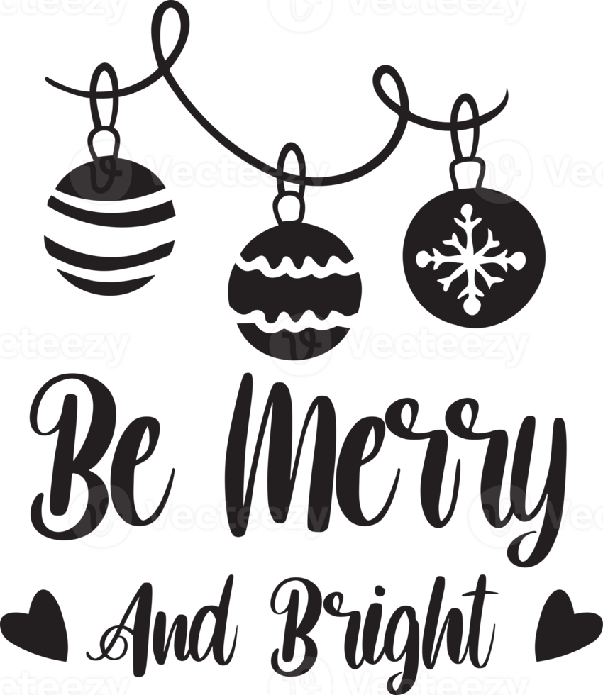 be merry and bright lettering and quote illustration png