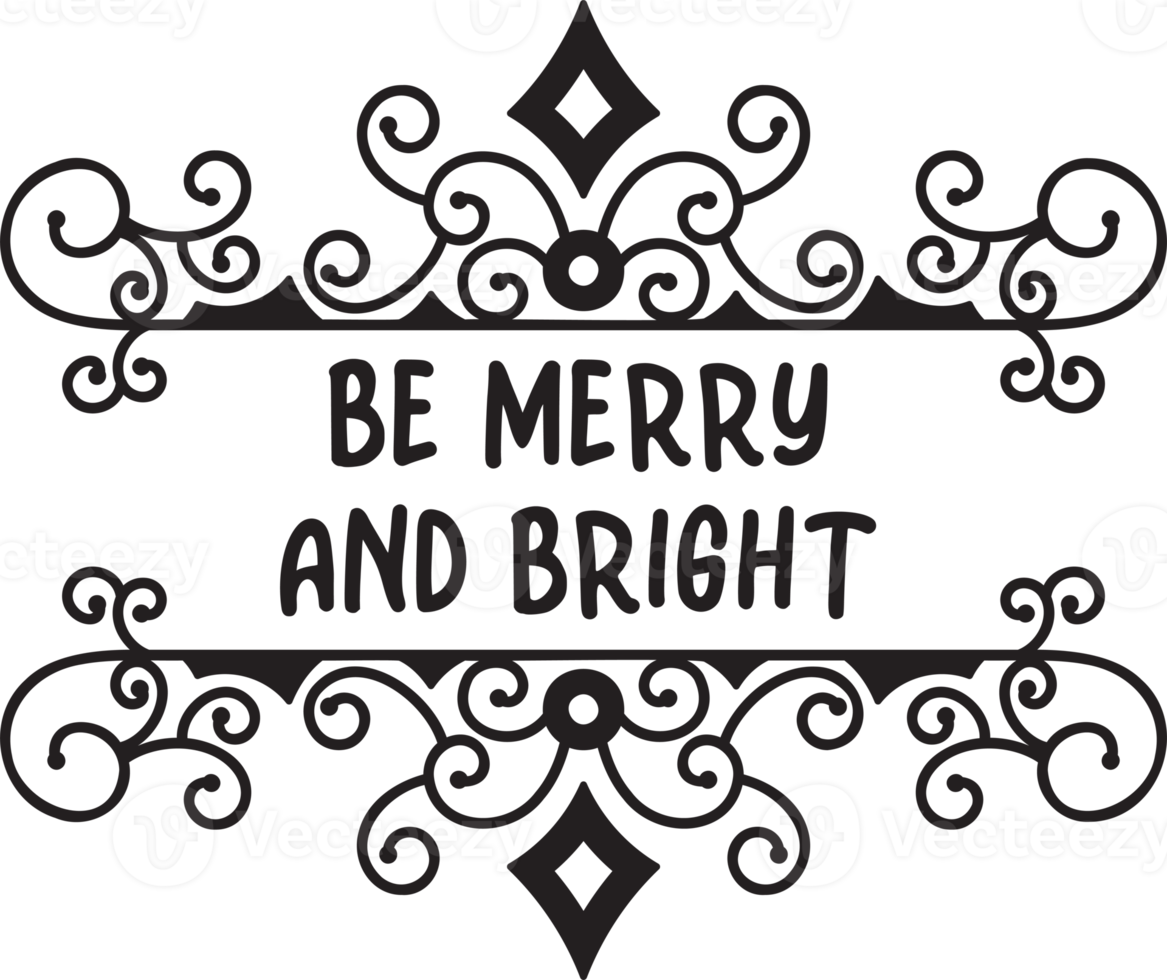 be merry and bright lettering and quote illustration png