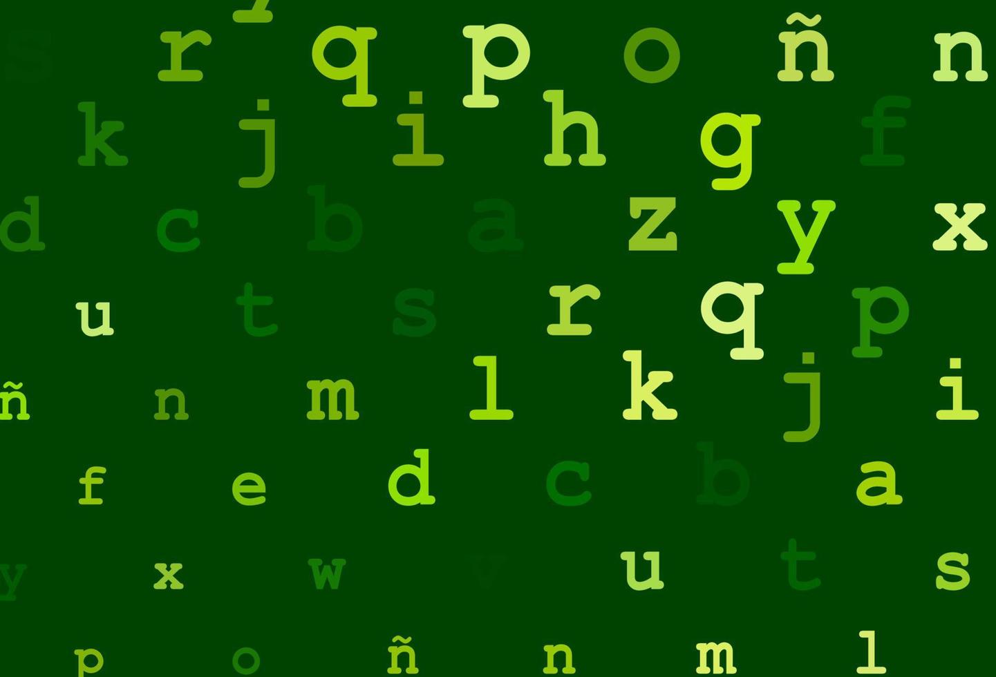 Light green vector layout with latin alphabet.