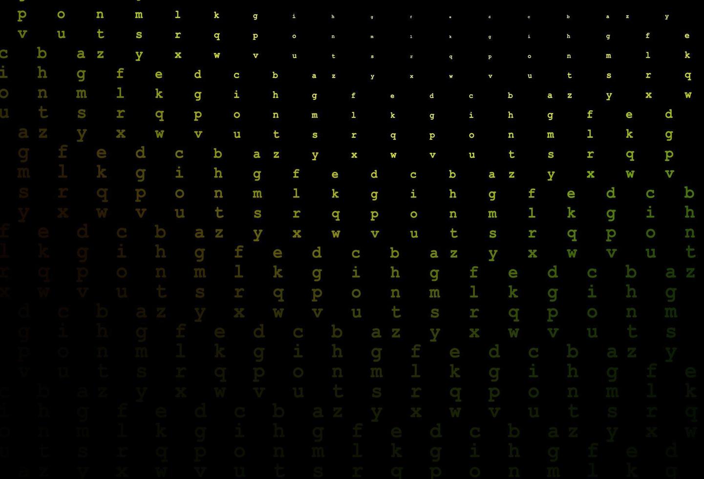 Dark green, yellow vector layout with latin alphabet.