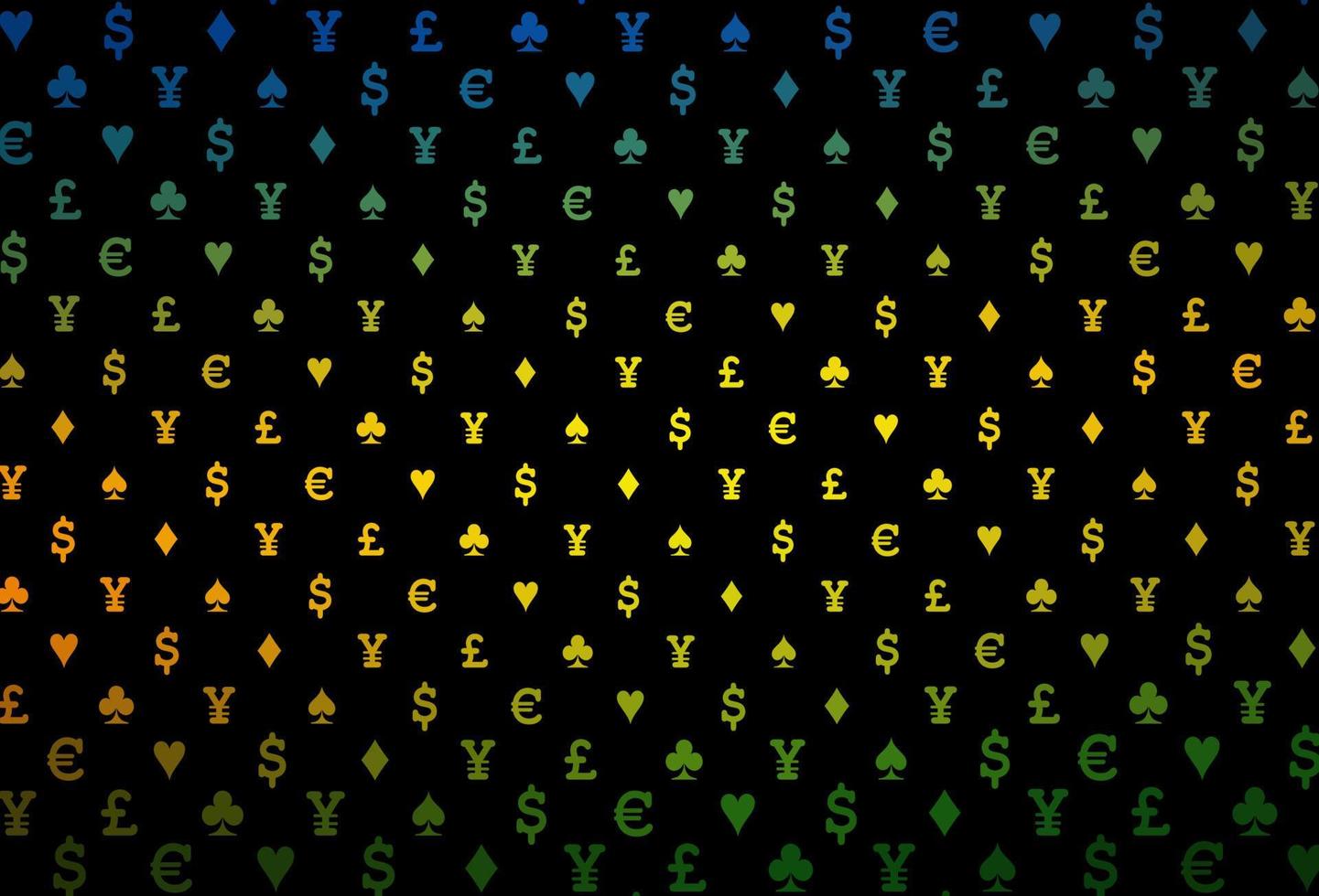 Dark multicolor, rainbow vector texture with playing cards.
