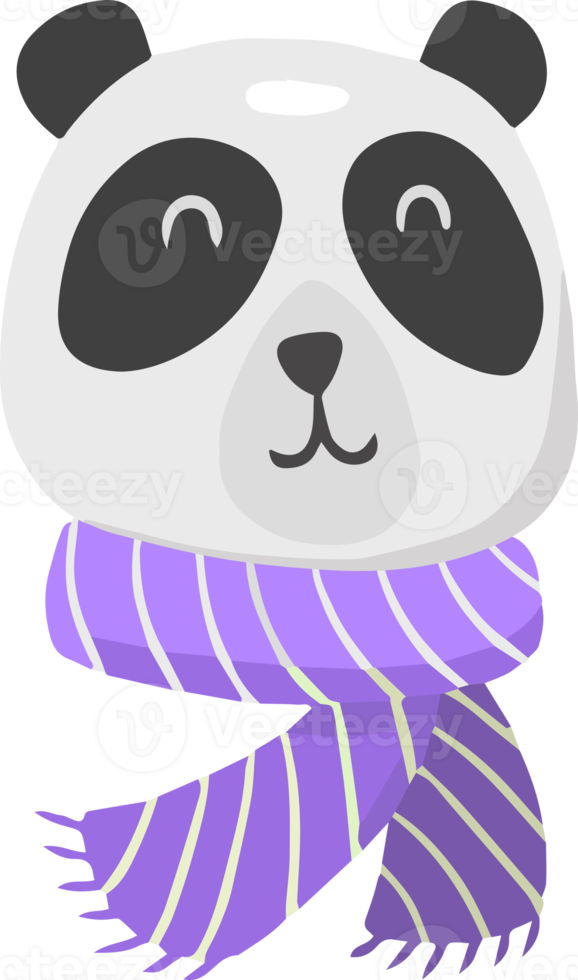 Hand Drawn cute panda and scarf illustration png