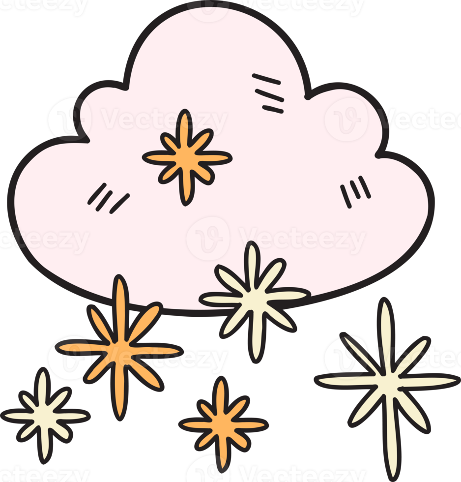 Hand Drawn clouds and snow illustration png