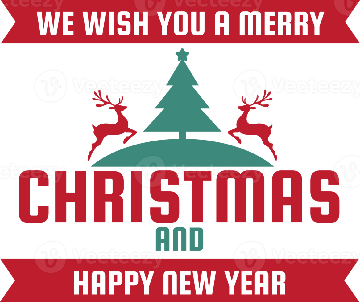 Merry Christmas and happy new year lettering and quote illustration png