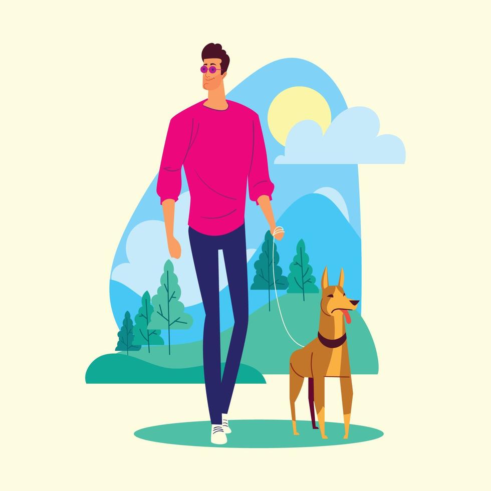 Dog Walker in The Park vector