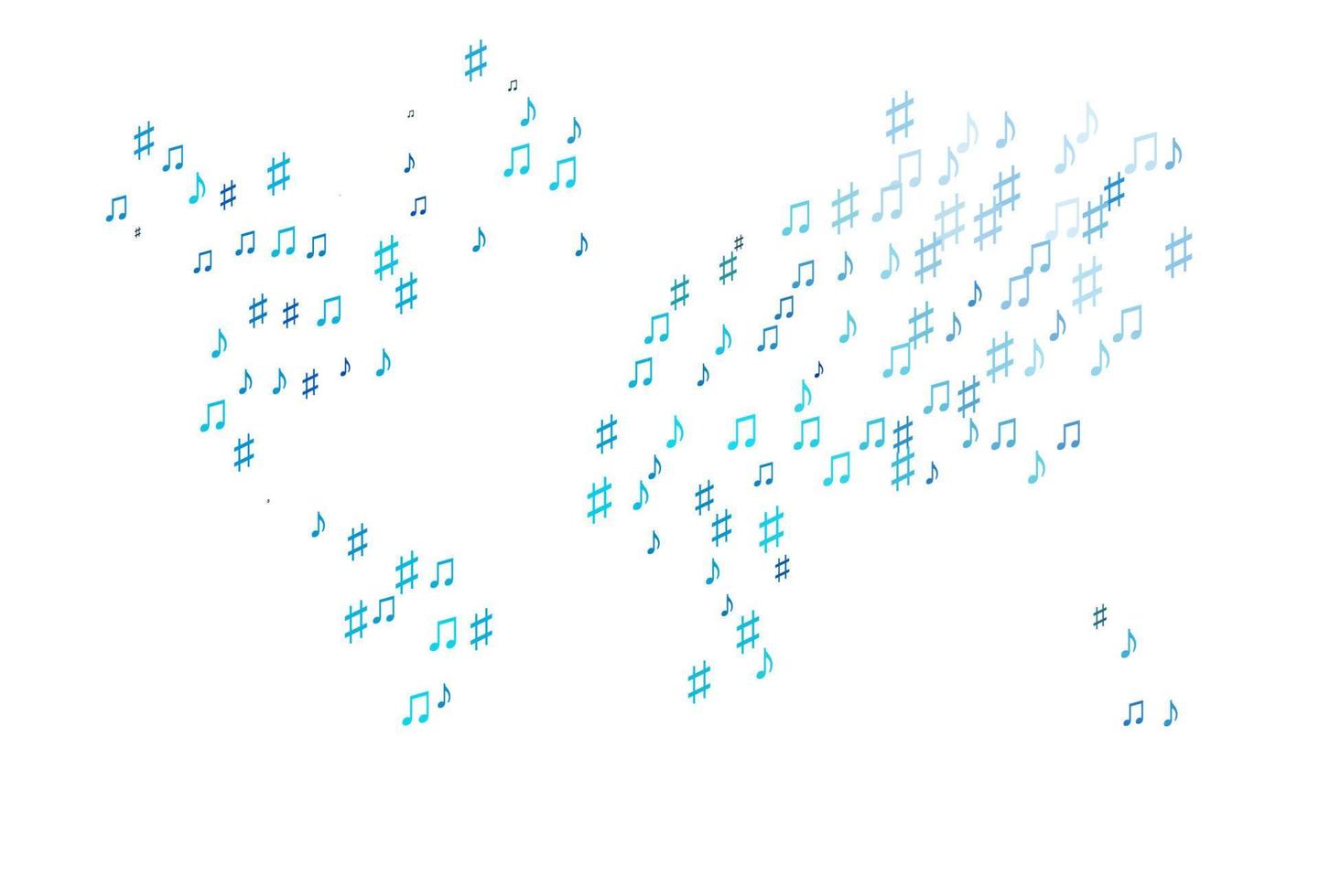 plantilla de vector azul claro con símbolos musicales.