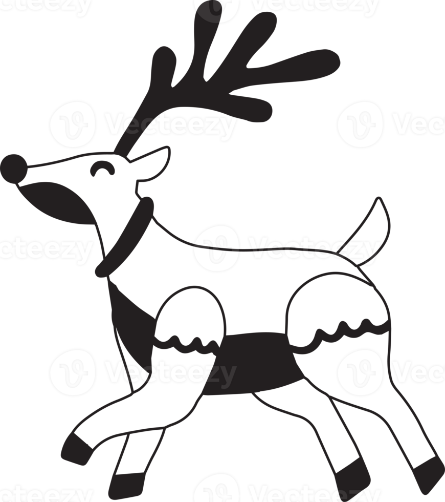 Hand Drawn cute happy reindeer running illustration png