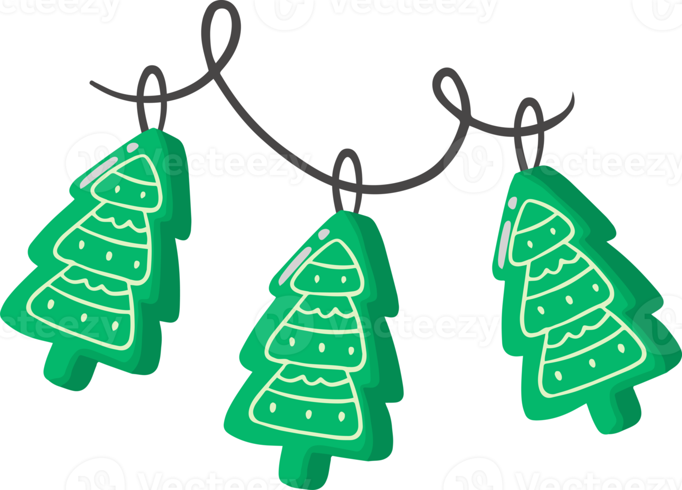 Hand Drawn Tree Shaped Christmas Cookies illustration png