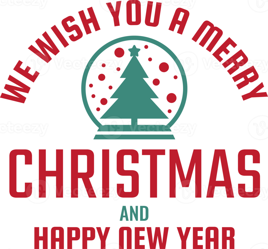 Merry Christmas and happy new year lettering and quote illustration png