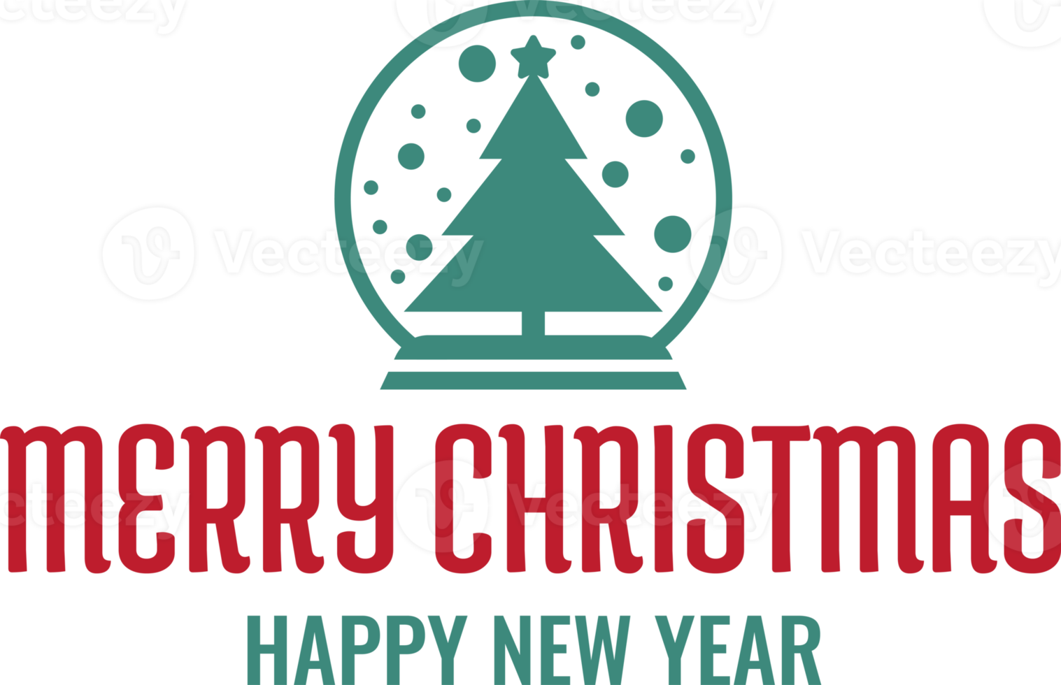 Merry Christmas and happy new year lettering and quote illustration png