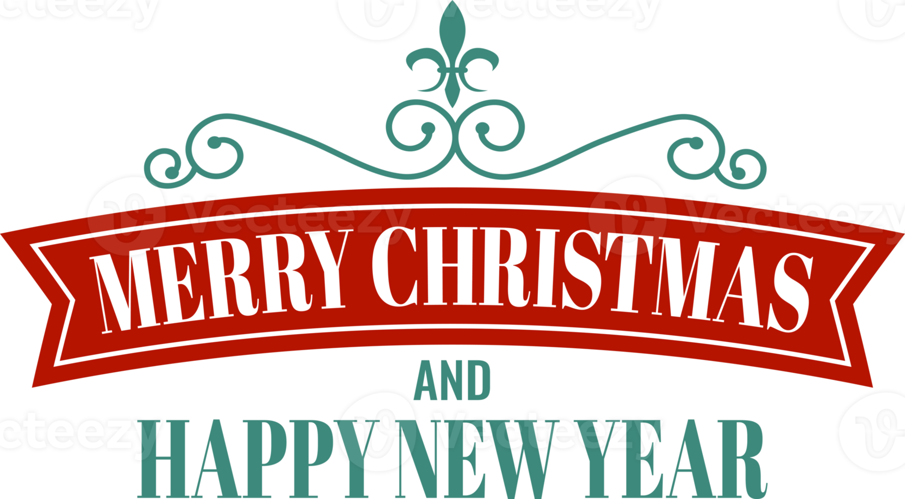 Merry Christmas and happy new year lettering and quote illustration png