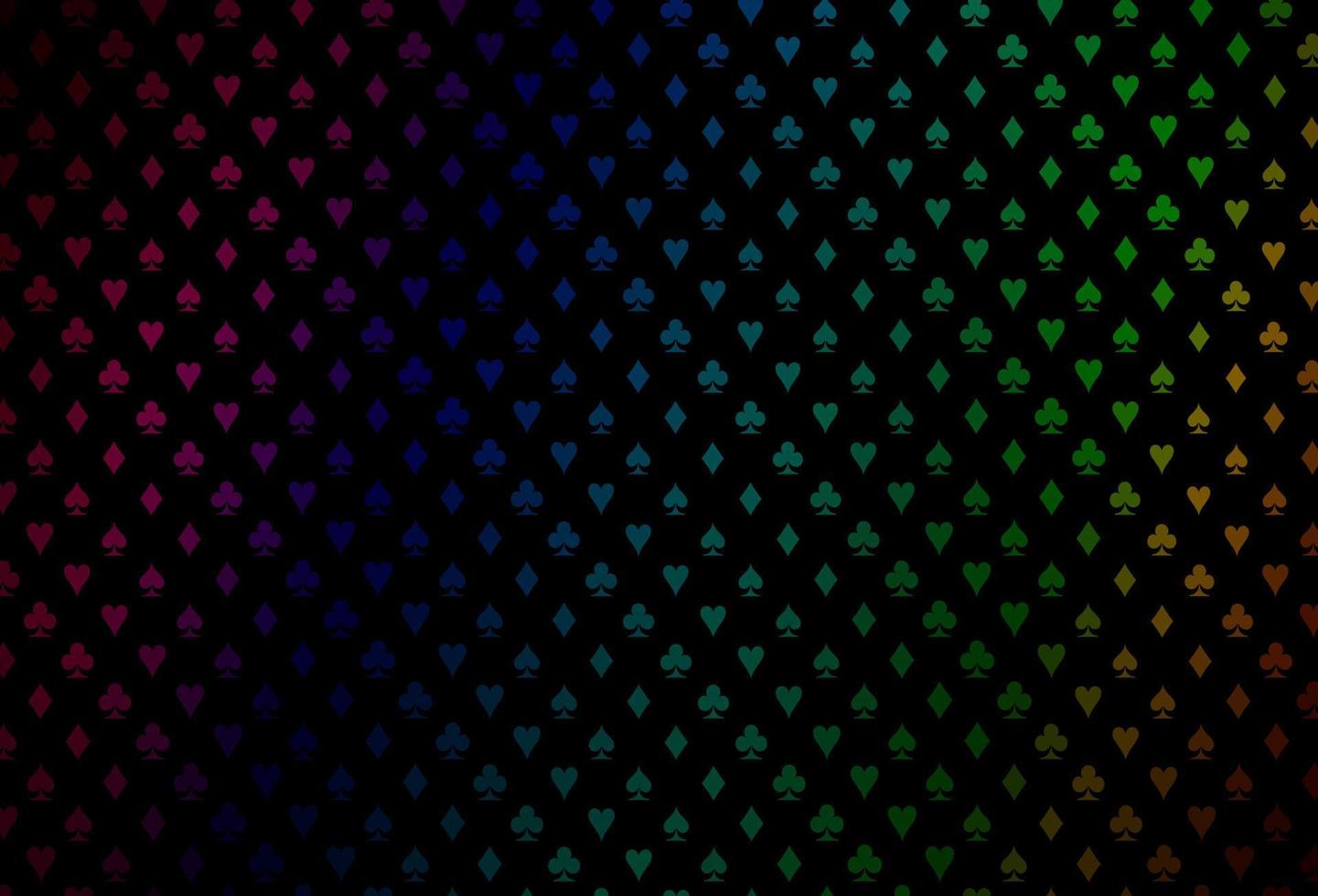 Dark multicolor, rainbow vector background with cards signs.