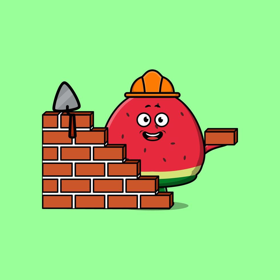 Cute cartoon watermelon as mason character vector