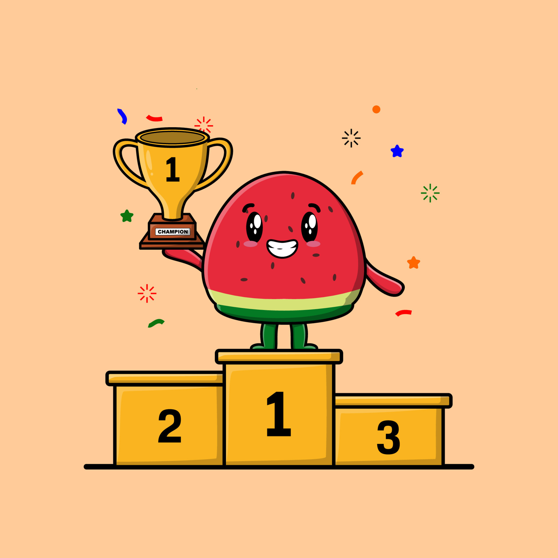 Cute cartoon watermelon as the first winner 12231851 Vector Art at Vecteezy Cute cartoon watermelon as the first winner 12231851 Vector Art at Vecteezy