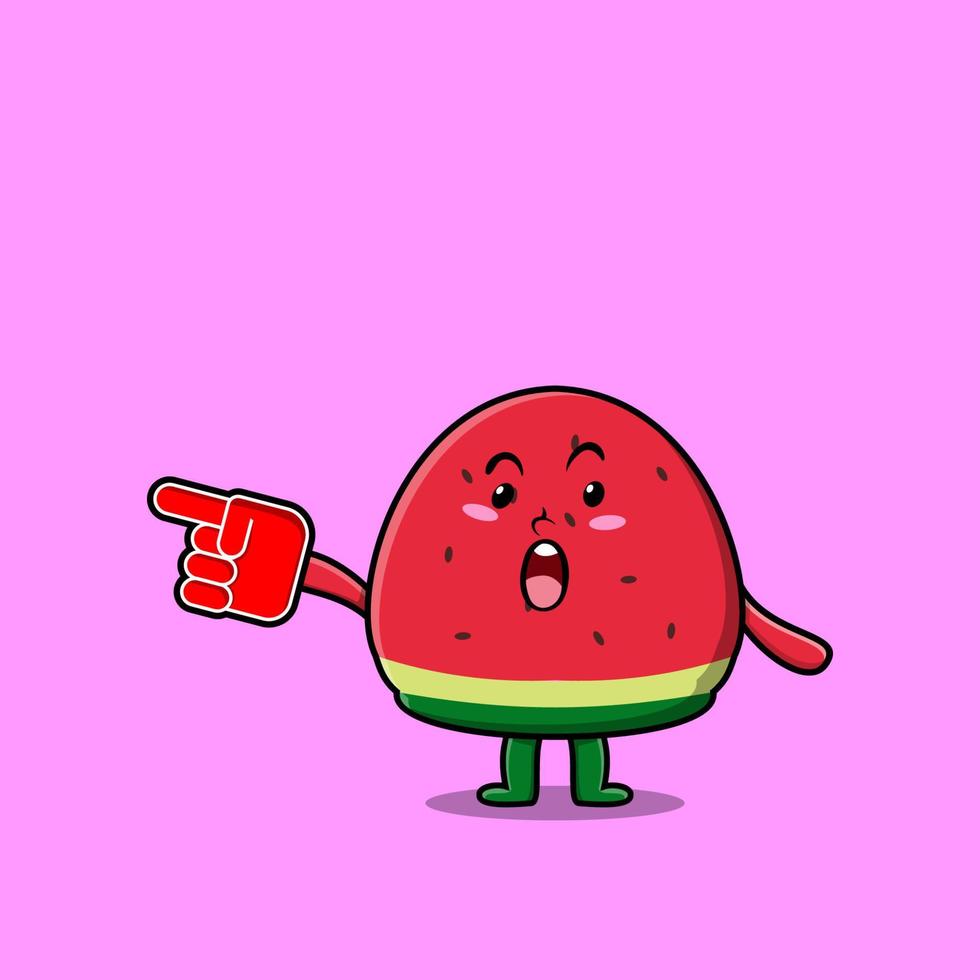 Cute Cartoon watermelon with foam finger glove vector