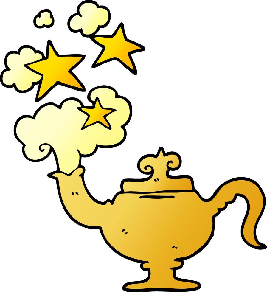 cartoon doodle magic lamp vector