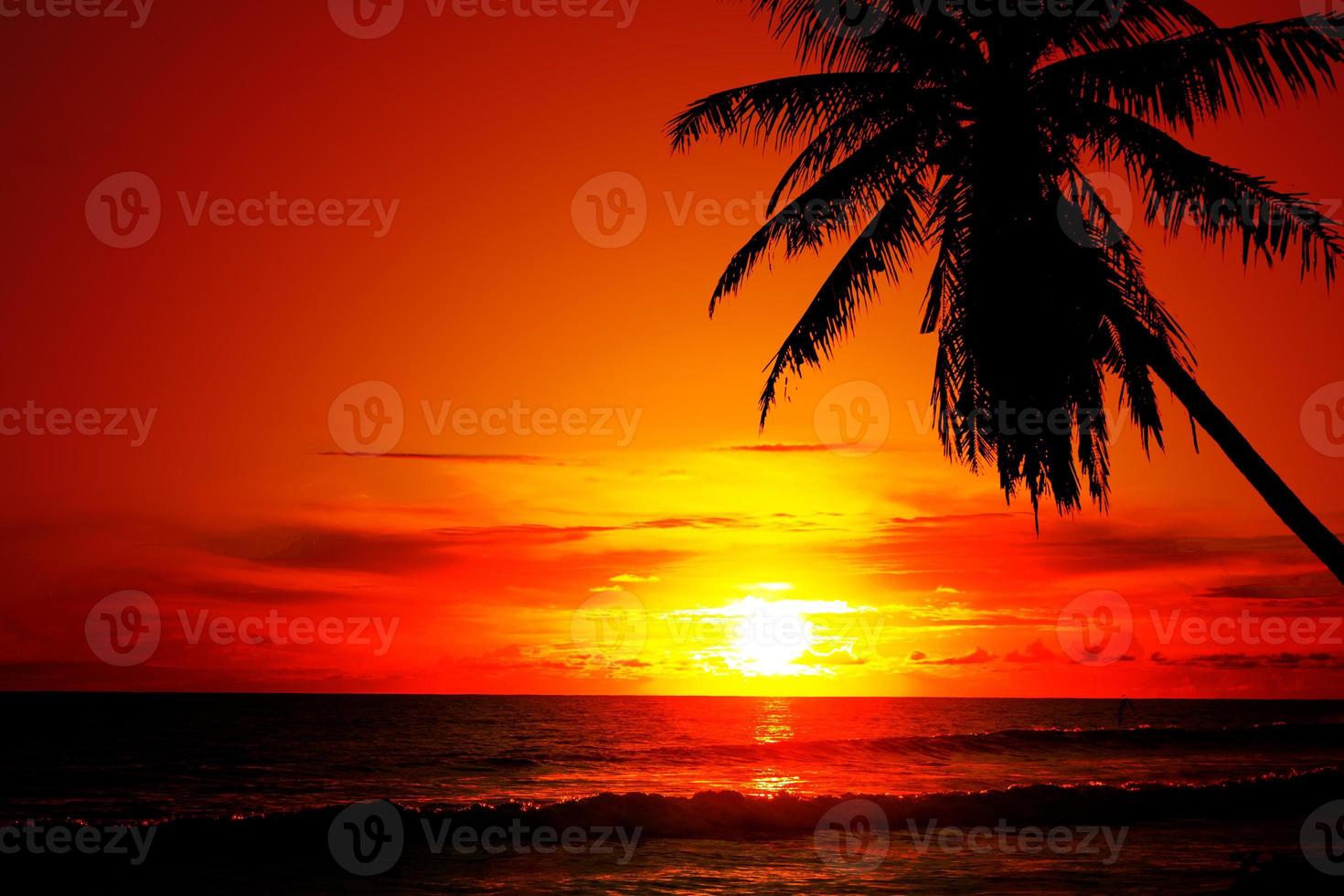 Beautiful sunset landscape in tropical coast photo