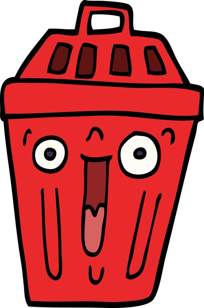 cartoon doodle waste bin vector