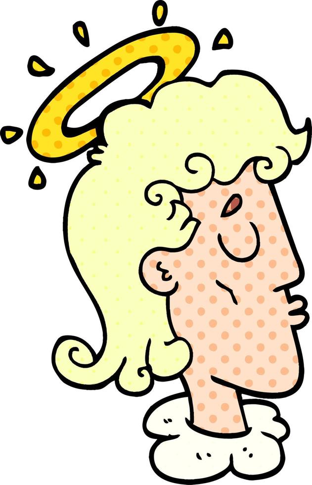 cartoon doodle angel face vector