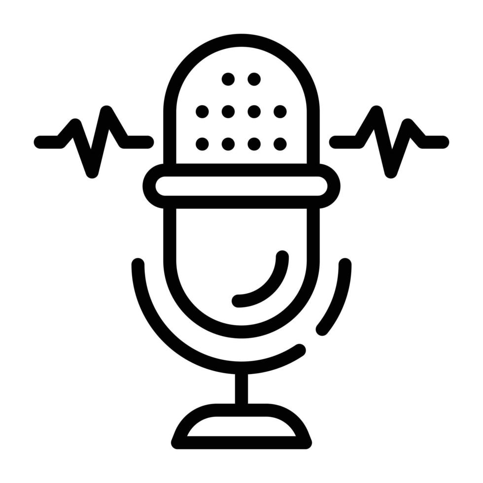A customizable line icon of microphone vector