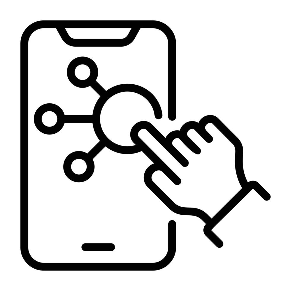 An outline icon of digital interaction vector